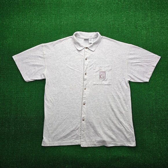 Looney Tunes Shirt‎ Mens XL Gray Button Up Short Sleeve Bugs Bunny - Picture 1 of 8